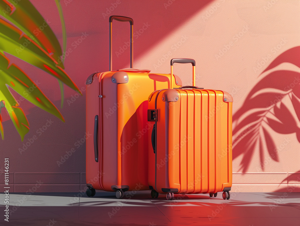 Travel luggage in vibrant color. AI Generative Travel luggage in vibrant color. AI Generative