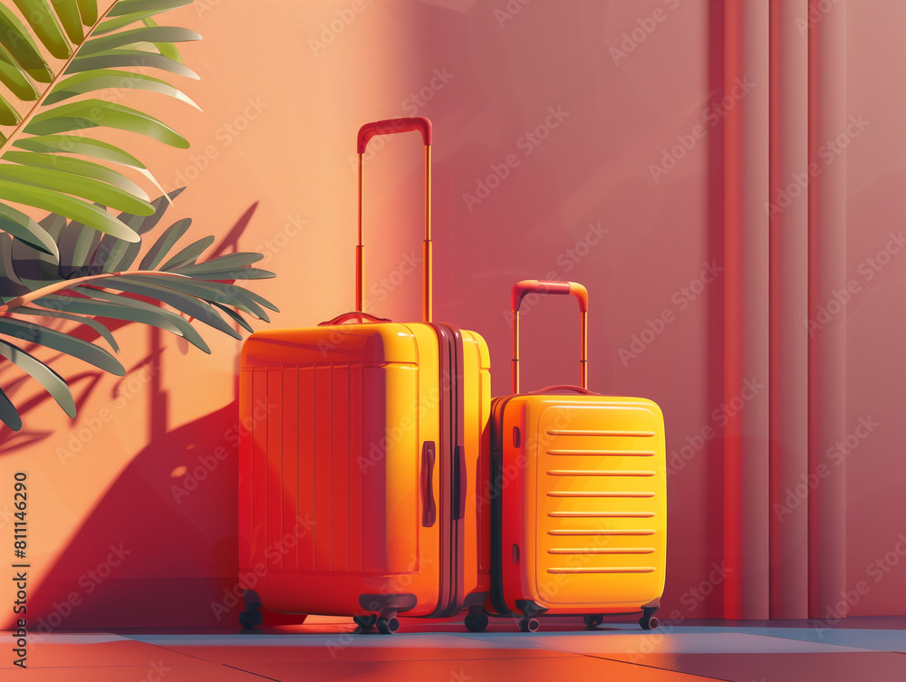 Travel luggage in vibrant color. AI Generative Travel luggage in vibrant color. AI Generative