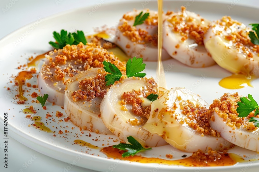 Succulent Pan-Seared Abalone Steaks with Butter Sherry Sauce and Bread Crumbs Succulent Pan-Seared Abalone Steaks with Butter Sherry Sauce and Bread Crumbs