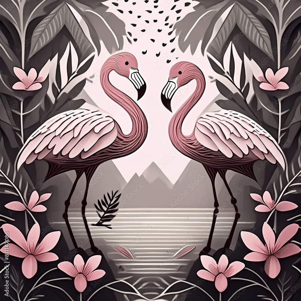 Naklejka premium Flamingo