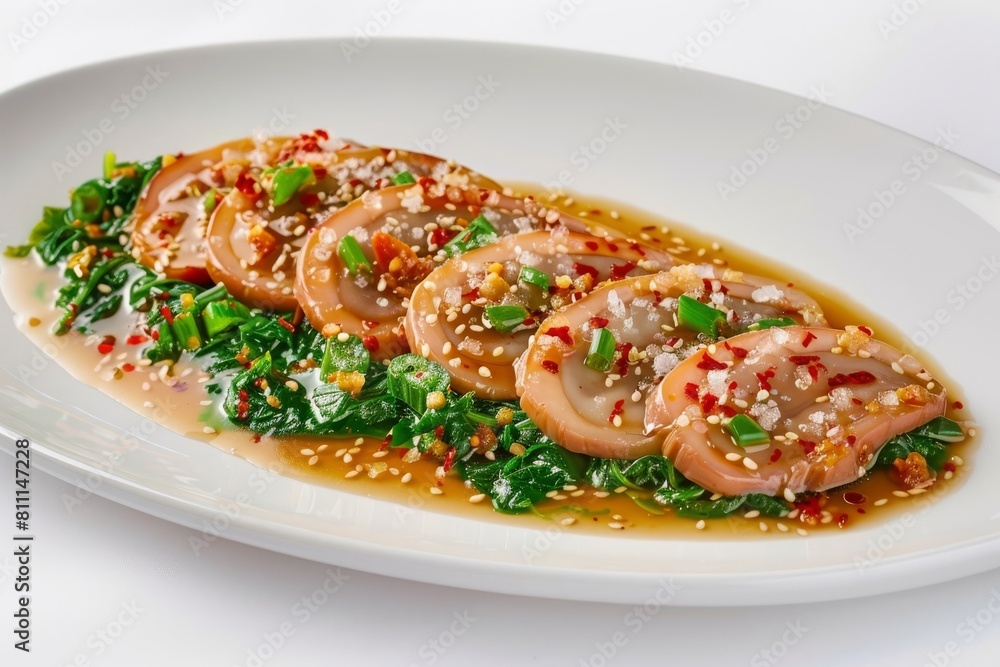 Fiery Abalone Slices with Umami-Richness and Green Onions