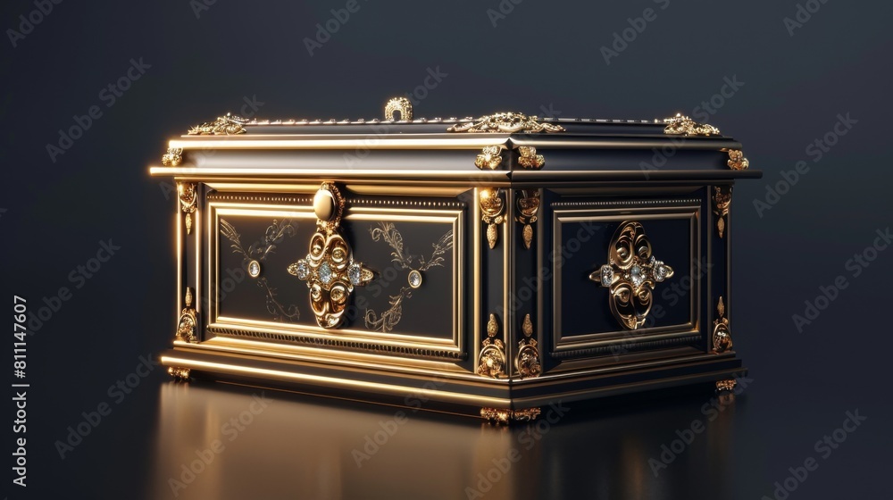 3D realistic image of a jewelry box, clean lighting, isolated on background 3D realistic image of a jewelry box, clean lighting, isolated on background
