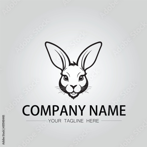 Rabbit silhouette company logo vector image on the white background