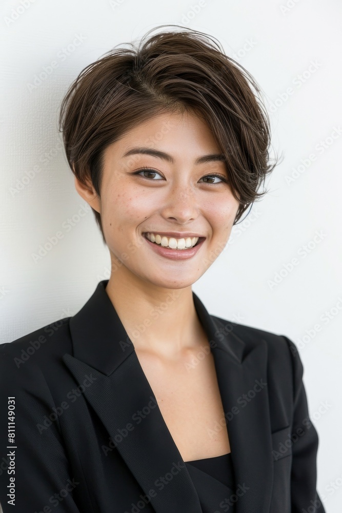 日本人の女性会社員のポートレート(白背景・サラリーマン・スーツ・仕事) 日本人の女性会社員のポートレート(白背景・サラリーマン・スーツ・仕事)