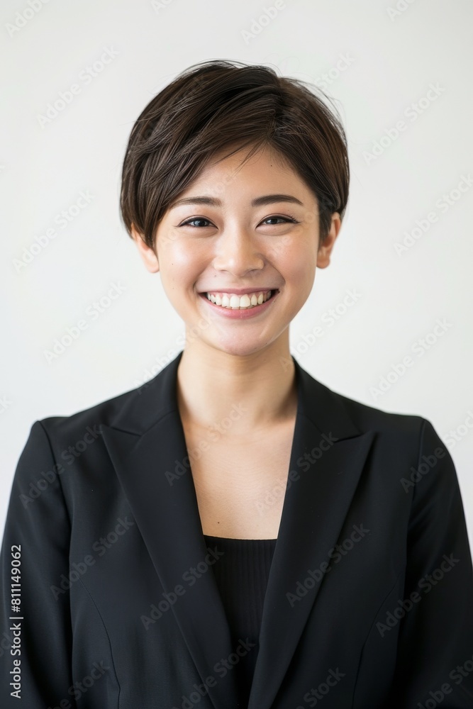 日本人の女性会社員のポートレート(白背景・サラリーマン・スーツ・仕事) 日本人の女性会社員のポートレート(白背景・サラリーマン・スーツ・仕事)