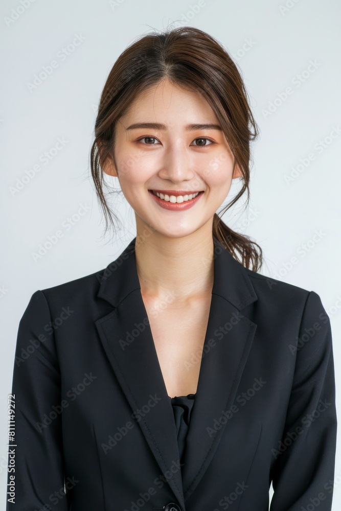 日本人の女性会社員のポートレート(白背景・サラリーマン・スーツ・仕事) 日本人の女性会社員のポートレート(白背景・サラリーマン・スーツ・仕事)
