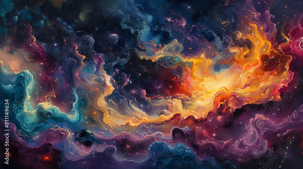 Cosmic Chromatics Colorful Galactic Wallpaper