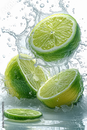 water fall on fresh and juicy lemon