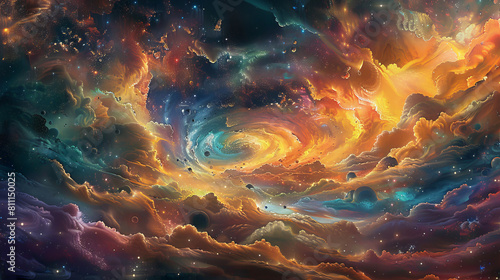 Cosmic Chromatics Colorful Galactic Wallpaper