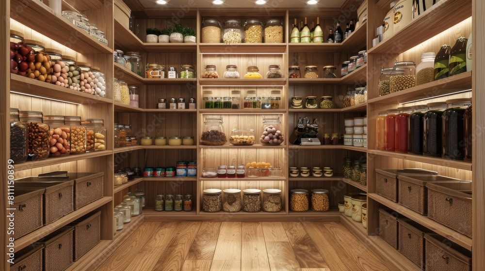 3D realistic image of a pantry, clean lighting, isolated on background 3D realistic image of a pantry, clean lighting, isolated on background