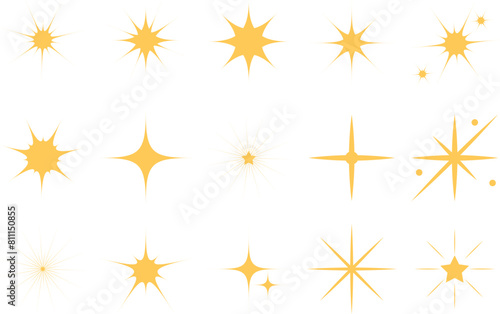 Sparkling stars illustration set. Twinkling star icons
