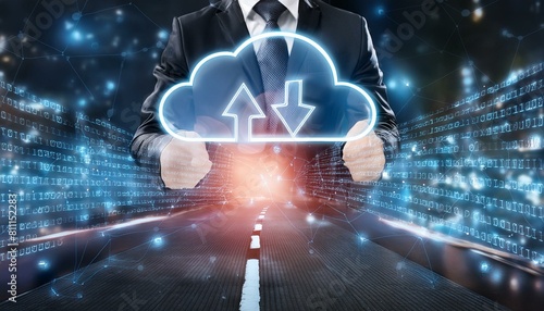 Cloud computing transfer big data on internet. futuristic digital technology 