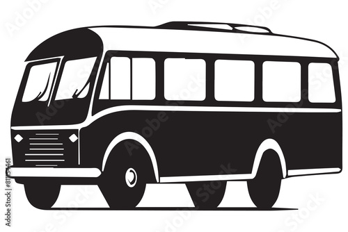 school bus vector black and white