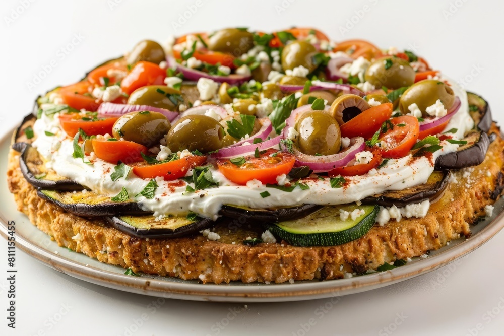 Colorful 7-Layer Greek Meze Dip with Pita Bread