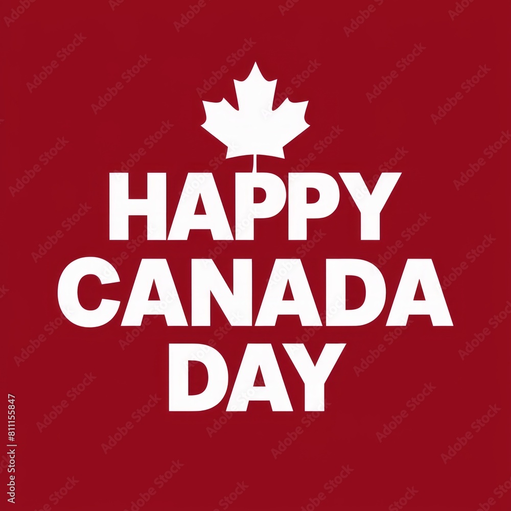 Celebrating Happy Canada Day with National Maple Leaf Symbol on Vibrant Red Background Celebrating Happy Canada Day with National Maple Leaf Symbol on Vibrant Red Background