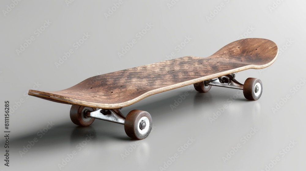 3D realistic image of a skateboard, clean lighting, isolated on background 3D realistic image of a skateboard, clean lighting, isolated on background