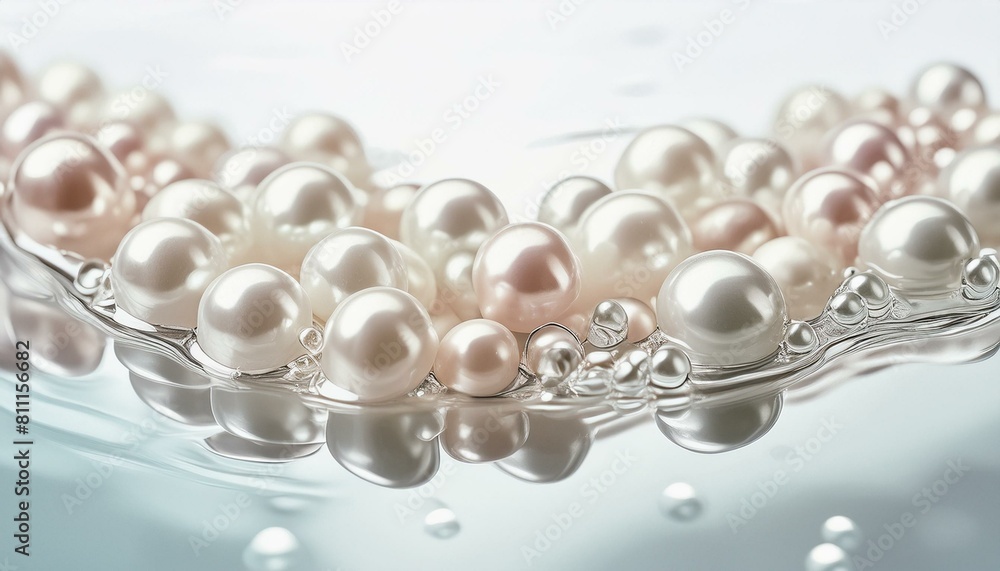 Bright pale background with shiny pearl balls in water. Soft pastel colours. Bright pale background with shiny pearl balls in water. Soft pastel colours.