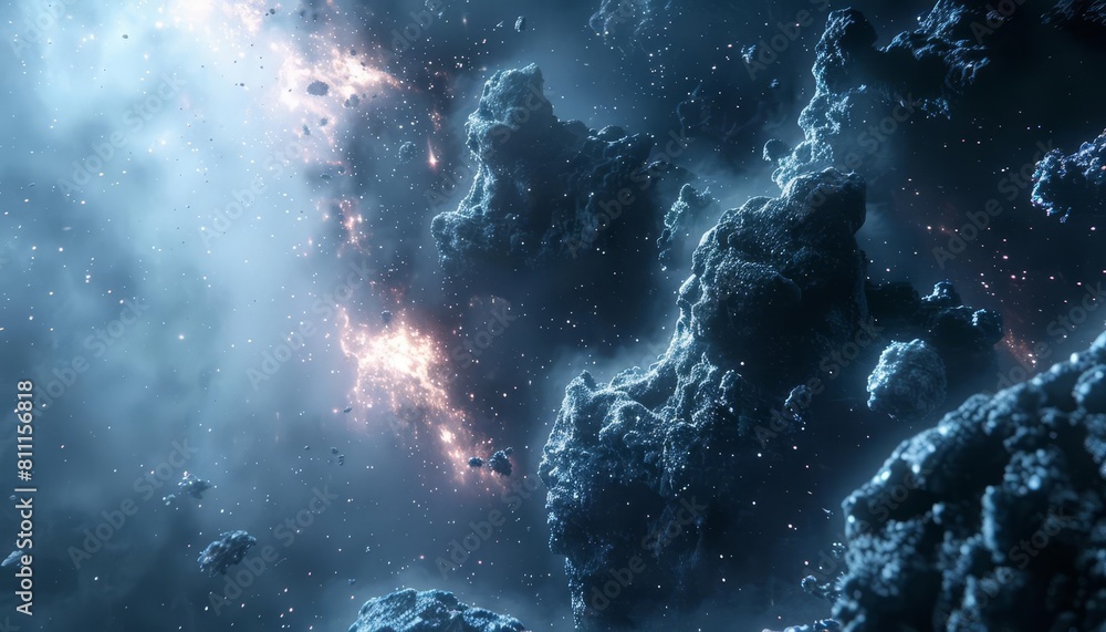 Fototapeta premium Illustrate the vastness and complexity of a galaxy cluster in a dynamic composition