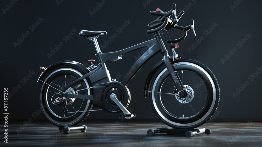 Fototapeta premium 3D realistic image of a spin bike, clean lighting, isolated on background