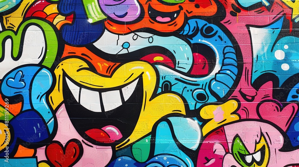 colorful graffiti art design bright cheerful whimsical background, Generative Ai