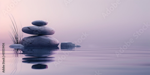 Mindful Meditation Zone  Clean Background with Calming Purple and Gray Hues  Ideal for Mindfulness Practices