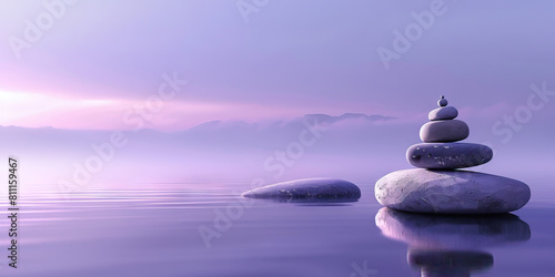 Mindful Meditation Zone  Clean Background with Calming Purple and Gray Hues  Ideal for Mindfulness Practices