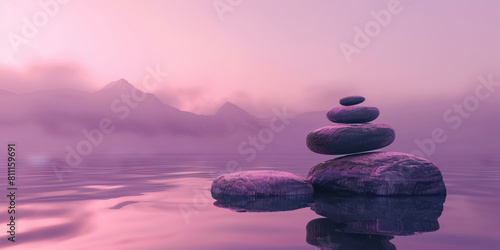 Mindful Meditation Zone  Clean Background with Calming Purple and Gray Hues  Ideal for Mindfulness Practices