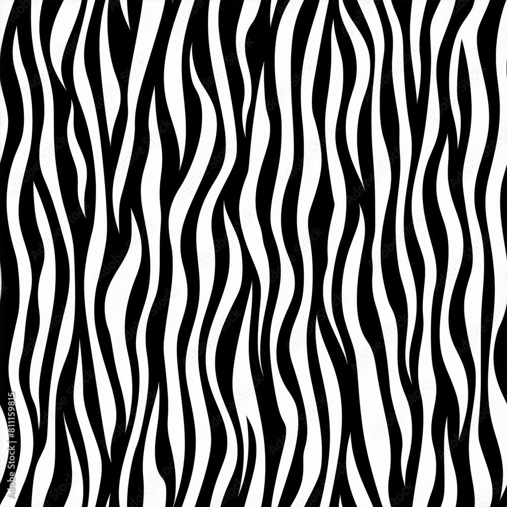A seamless pattern, this striking image features black and white wavy lines inspired by the distinctive stripes of a zebra, ideal for a bold statement A seamless pattern, this striking image features black and white wavy lines inspired by the distinctive stripes of a zebra, ideal for a bold statement