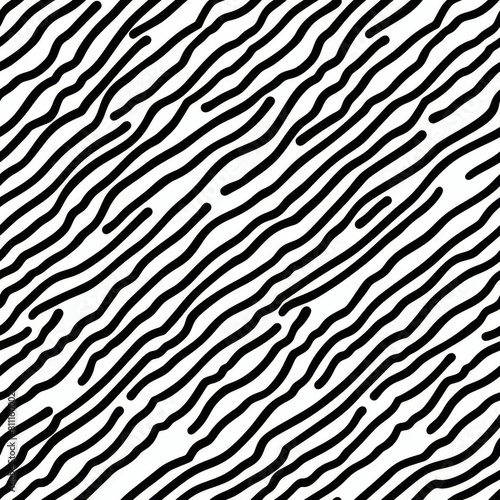 Seamless pattern with wavy black lines on a white background  suggesting a rhythmic and organic seamless texture