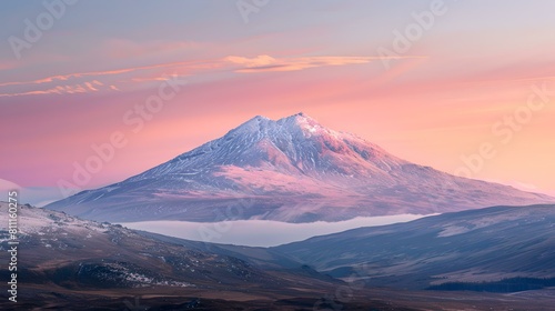 Tranquil dawn over snow-capped mountain peak - a serene nature display © Tamara