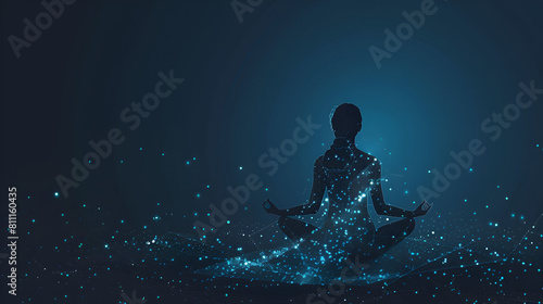 Abstract image of woman yogi sits in a lotus pose, generative Ai photo