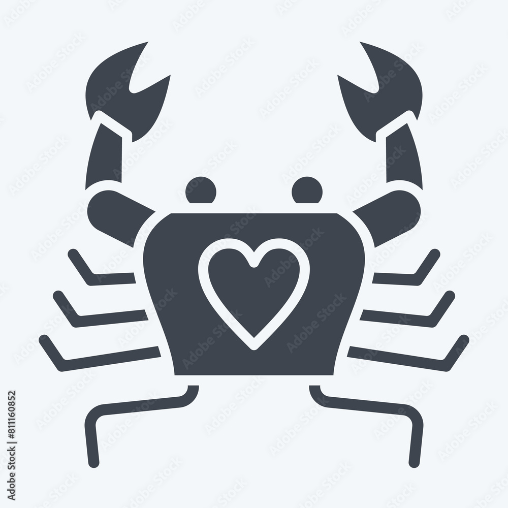 Icon Crab. related to Seafood symbol. glyph style. simple design illustration Icon Crab. related to Seafood symbol. glyph style. simple design illustration