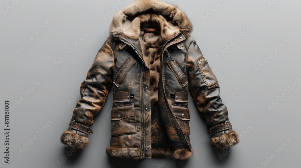 3D realistic image of a winter coat, clean lighting, isolated on background 3D realistic image of a winter coat, clean lighting, isolated on background