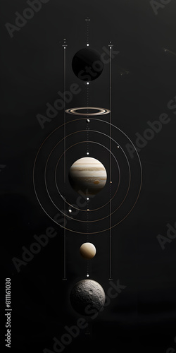Sistema Solar com planetas e órbitas photo