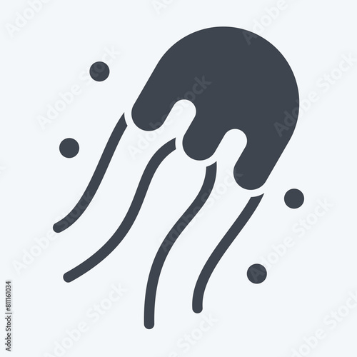 Icon Jelly Fish. related to Seafood symbol. glyph style. simple design illustration