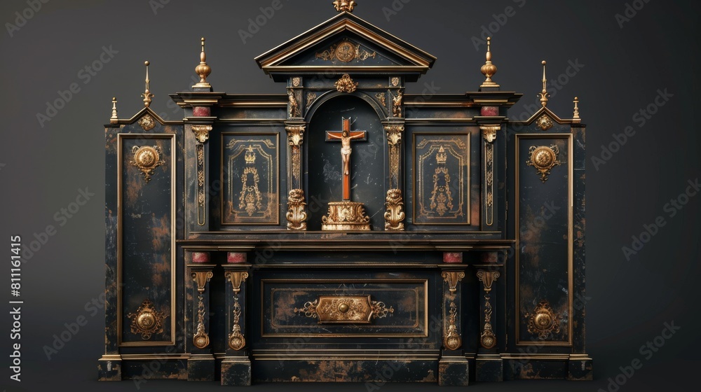 3D realistic image of an altar cabinet, clean lighting, isolated on background 3D realistic image of an altar cabinet, clean lighting, isolated on background