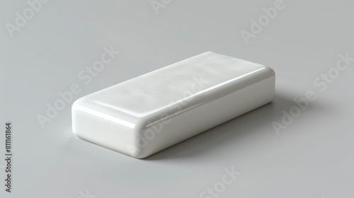 3D realistic image of an eraser, clean lighting, isolated on background