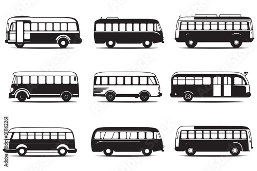 Bus vector icons set on white background