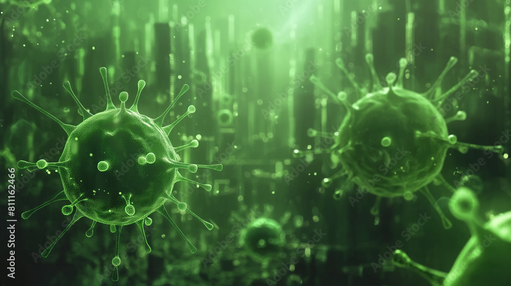 Green illustration of global COVID-19 infection increasing, chart coronavirus background. Healthcare concept with copy space. Green illustration of global COVID-19 infection increasing, chart coronavirus background. Healthcare concept with copy space.
