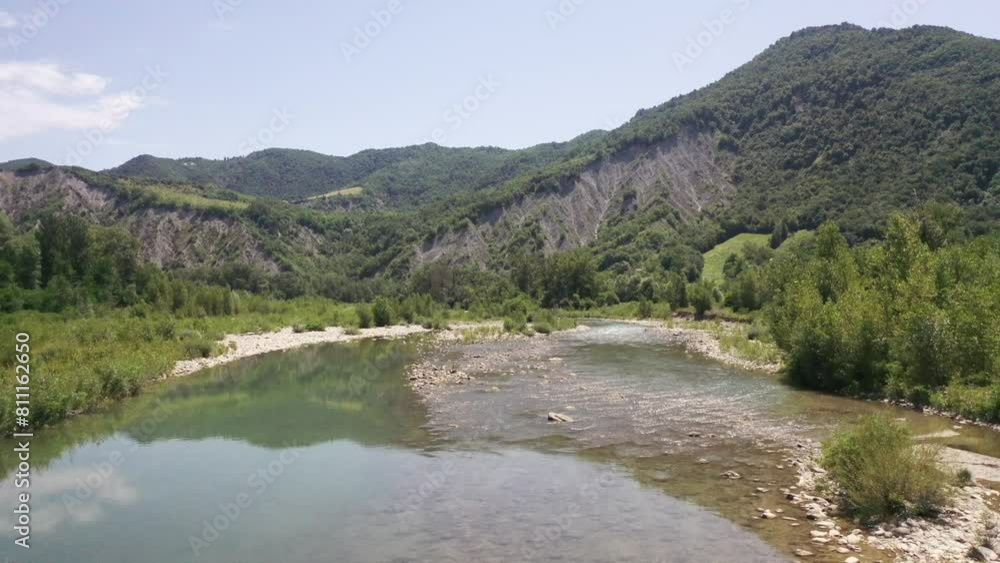 Aerial video of a river in a nature area near the town of Bologna Italy Aerial video of a river in a nature area near the town of Bologna Italy