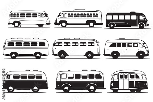 Set of bus icon. Vector illustration. Isolated on white background