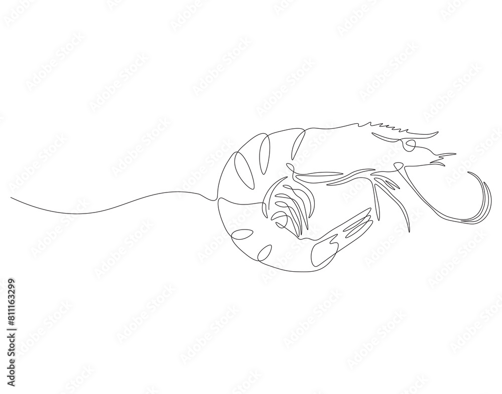 Continuous one line drawing of shrimp. One line drawing illustration of shrimp. Marine animal concept continuous line art. Editable outline. Continuous one line drawing of shrimp. One line drawing illustration of shrimp. Marine animal concept continuous line art. Editable outline.