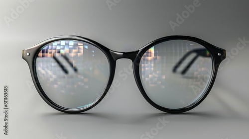 3D realistic image of glasses, clean lighting, isolated on background