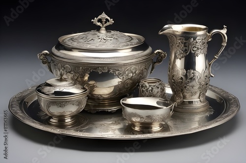 Vintage silver tableware 120 years old France handmade antiques