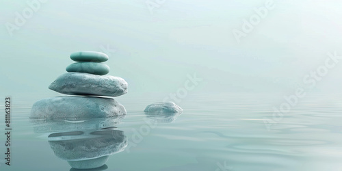 Mindfulness Meditation Space  Clean Background with Soft Turquoise and Gray Hues  Ideal for Mindful Practices.