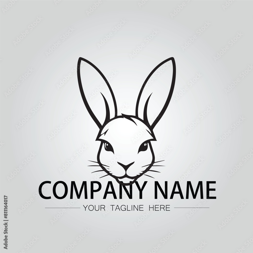 Rabbit silhouette company logo vector image on the white background