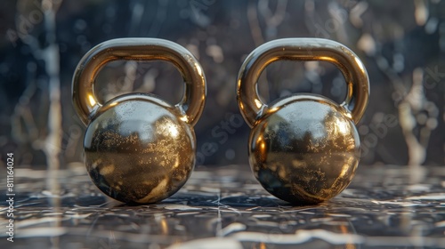 3D realistic image of kettlebells, clean lighting, isolated on background © G.Go