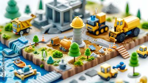 Isometric 3D Cute Icon: Environmental Scientist Conducting Field Survey for Industrial Environmental Risk Management