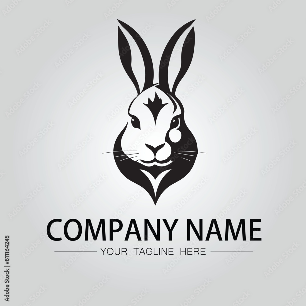 Rabbit silhouette company logo vector image on the white background Rabbit silhouette company logo vector image on the white background