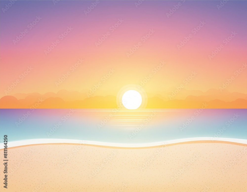 Sandy Beach Sunset - a pristine sandy beach with the sun setting over the horizon.